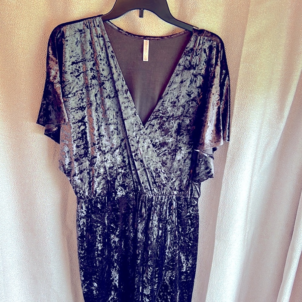 Gunmetal gray velour dress